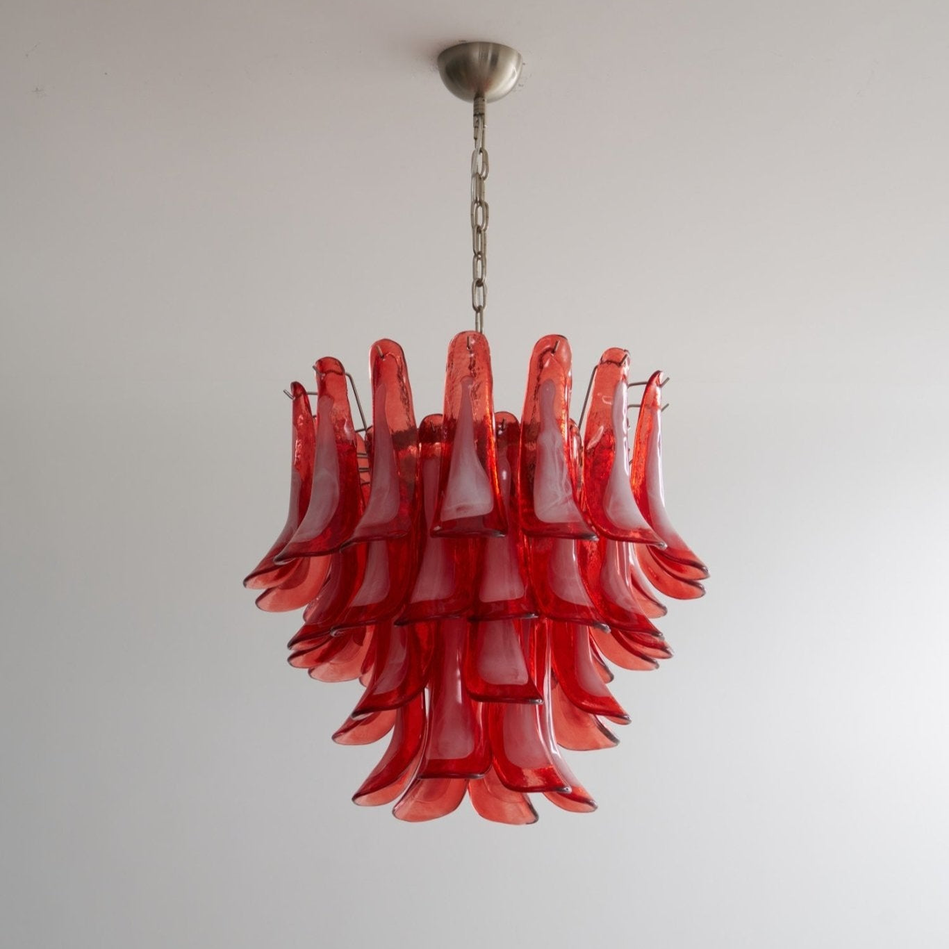 Crimson Glass Petals Chandelier 25.6"