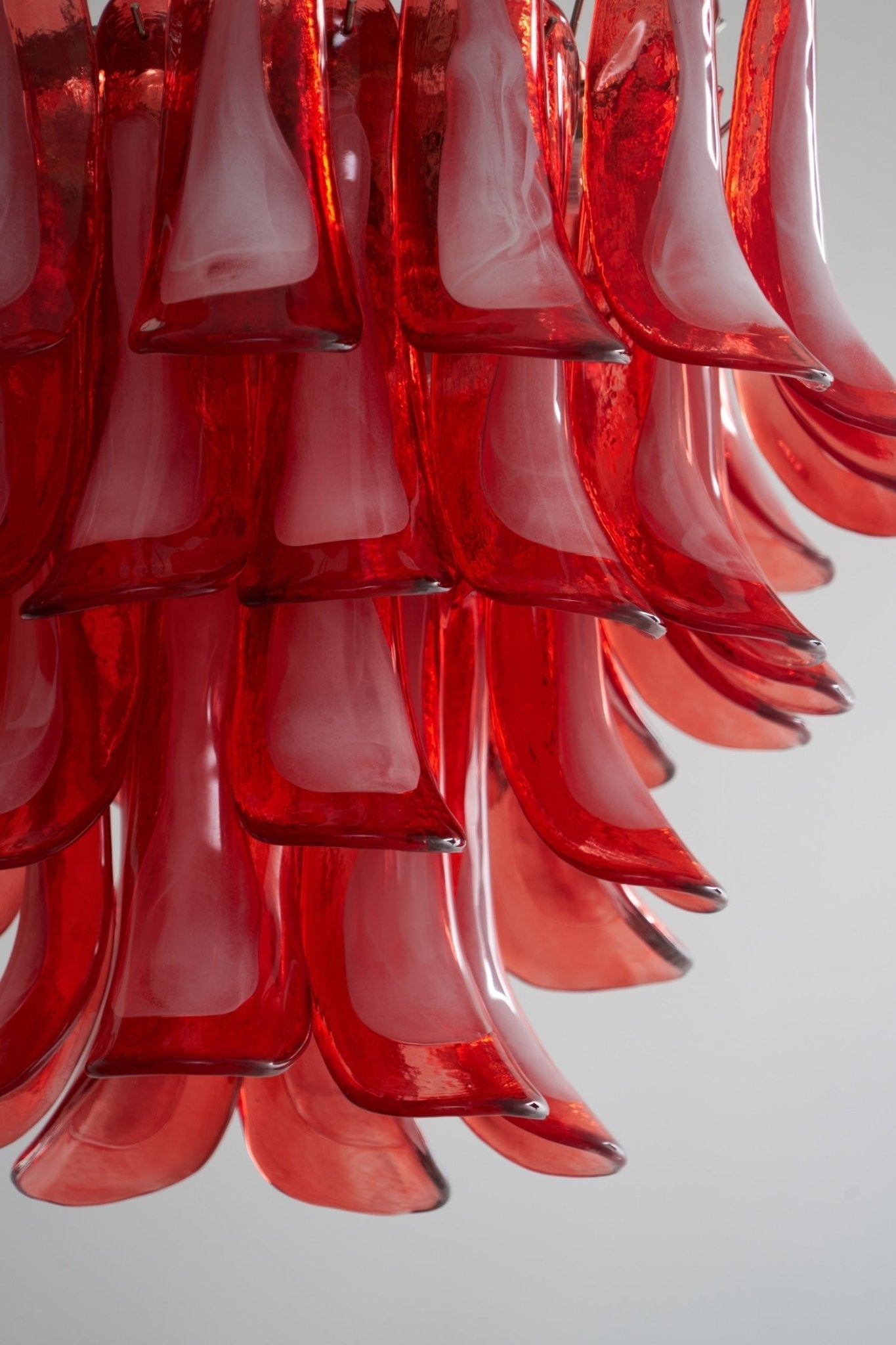 Crimson Glass Petals Chandelier 25.6"