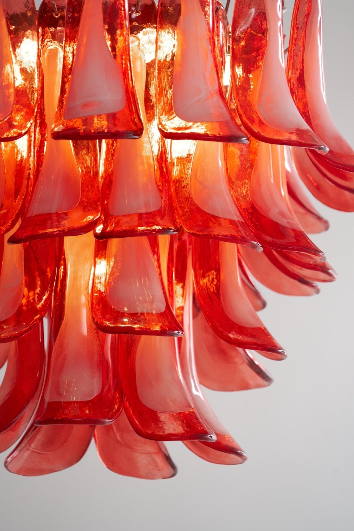 Crimson Glass Petals Chandelier 25.6"