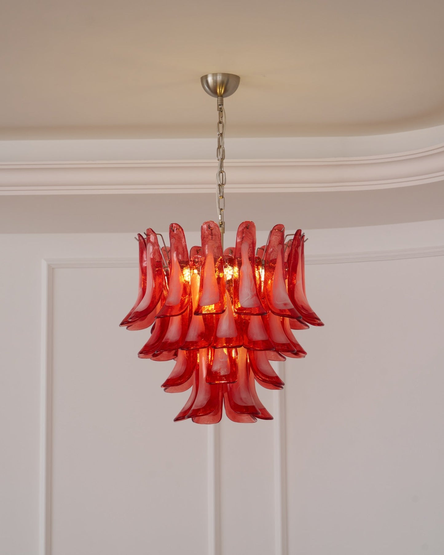 Crimson Glass Petals Chandelier 25.6"