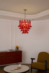 Crimson Glass Petals Chandelier 25.6"