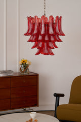 Crimson Glass Petals Chandelier 25.6"