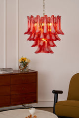 Crimson Glass Petals Chandelier 25.6"