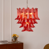 Crimson Glass Petals Chandelier 25.6"
