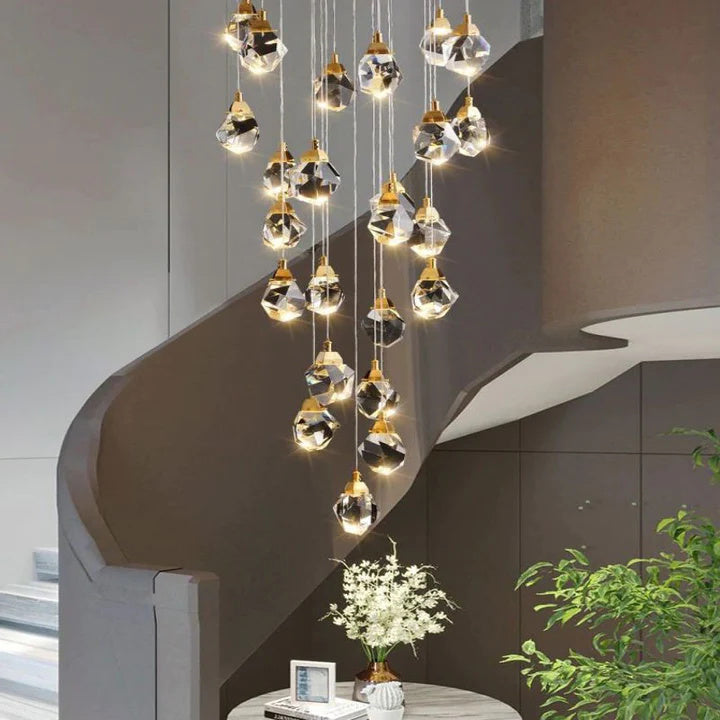 Alane 24 Lights Staircase Crystal Chandelier, Modern Long Chandelier Lighting