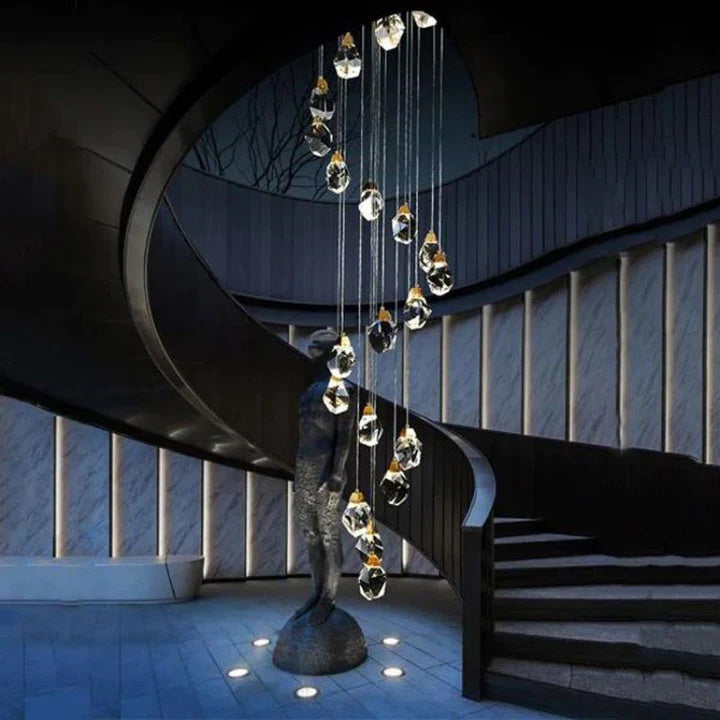 Alane 24 Lights Staircase Crystal Chandelier, Modern Long Chandelier Lighting