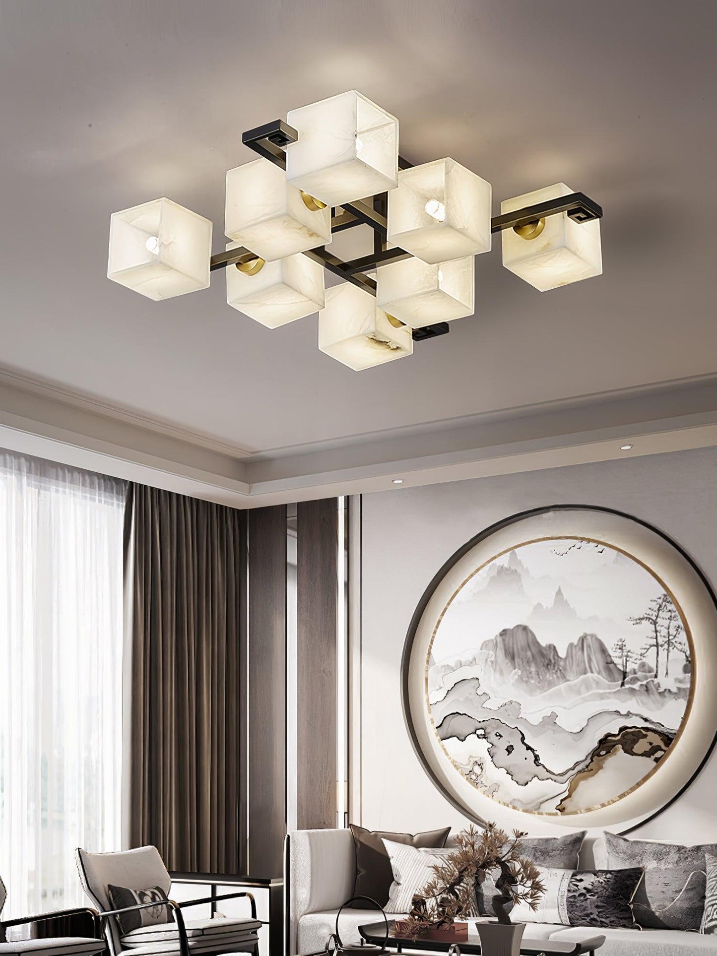 Cubist Alabaster Cluster Flush Mount