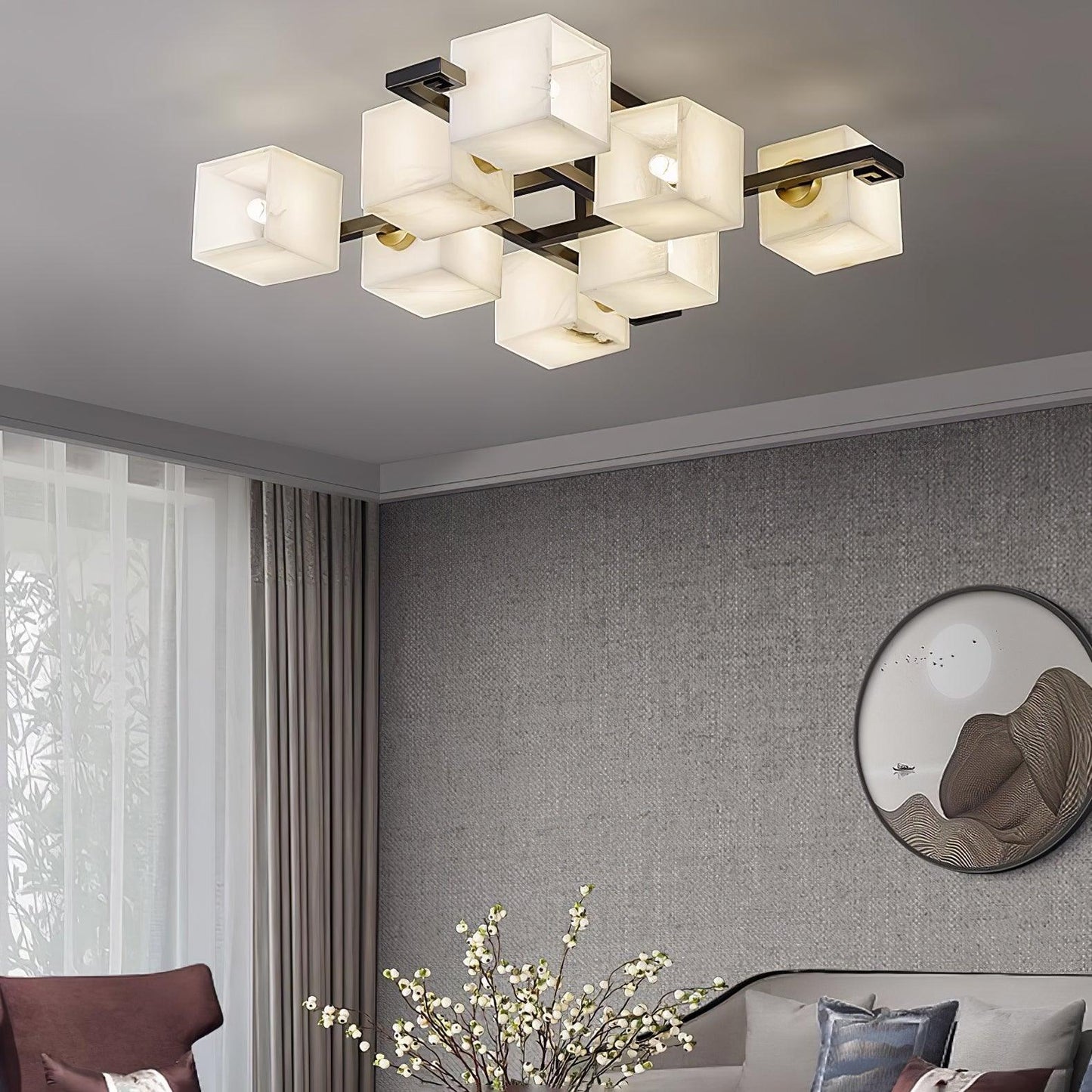 Cubist Alabaster Cluster Flush Mount