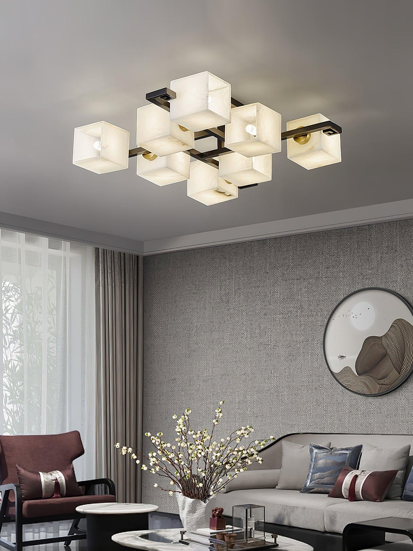 Cubist Alabaster Cluster Flush Mount