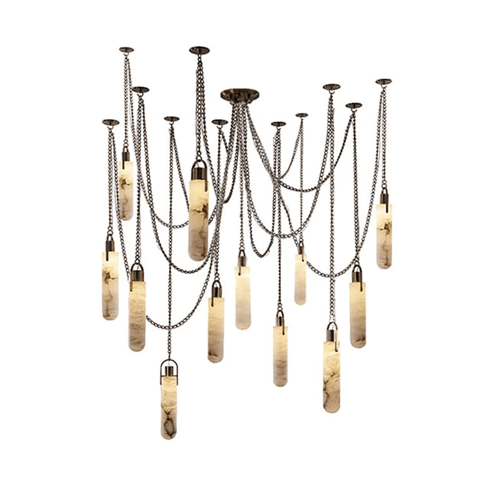 Cylindrical Cluster Alabaster Chandelier