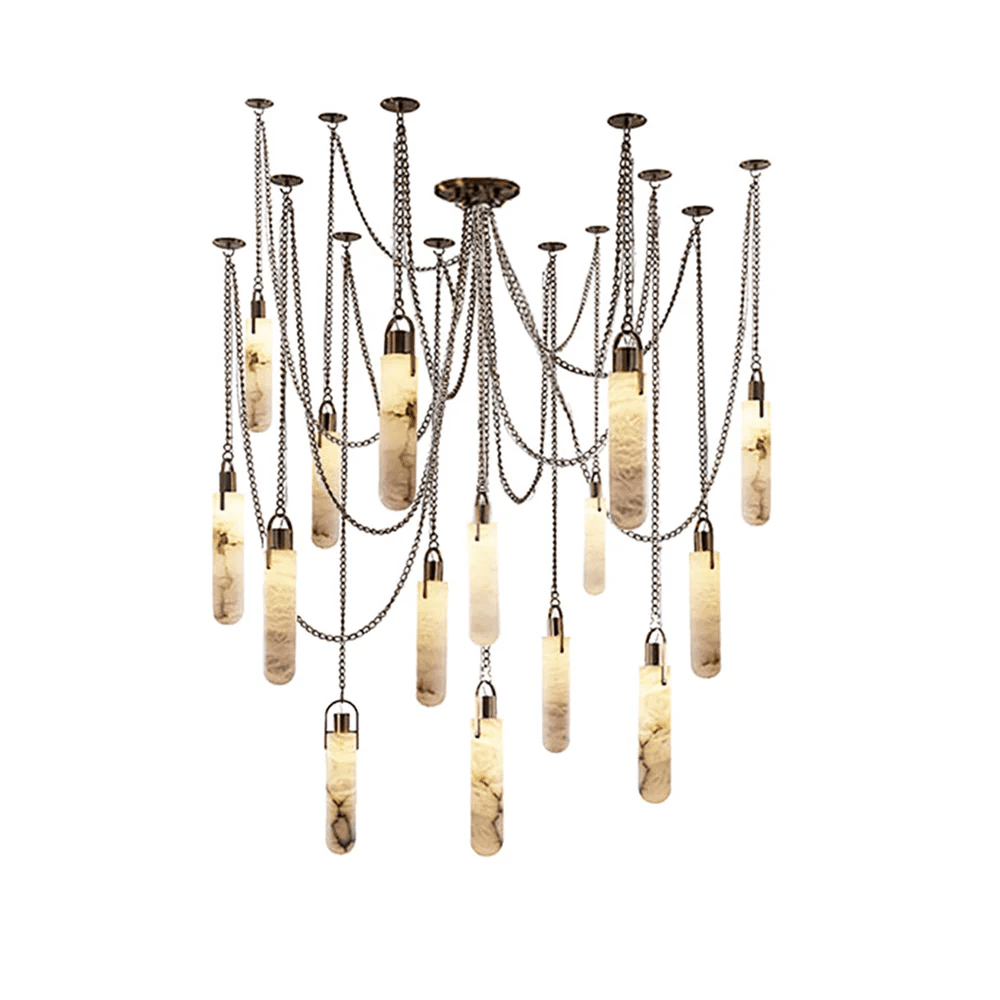 Cylindrical Cluster Alabaster Chandelier