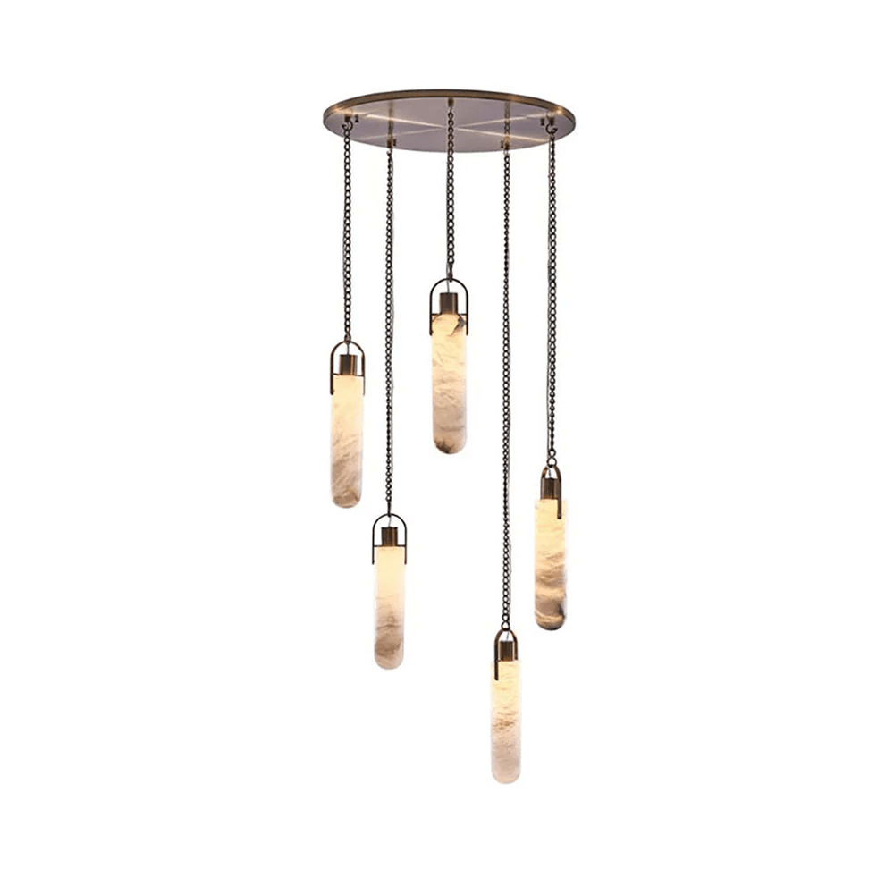 Cylindrical Cluster Alabaster Chandelier