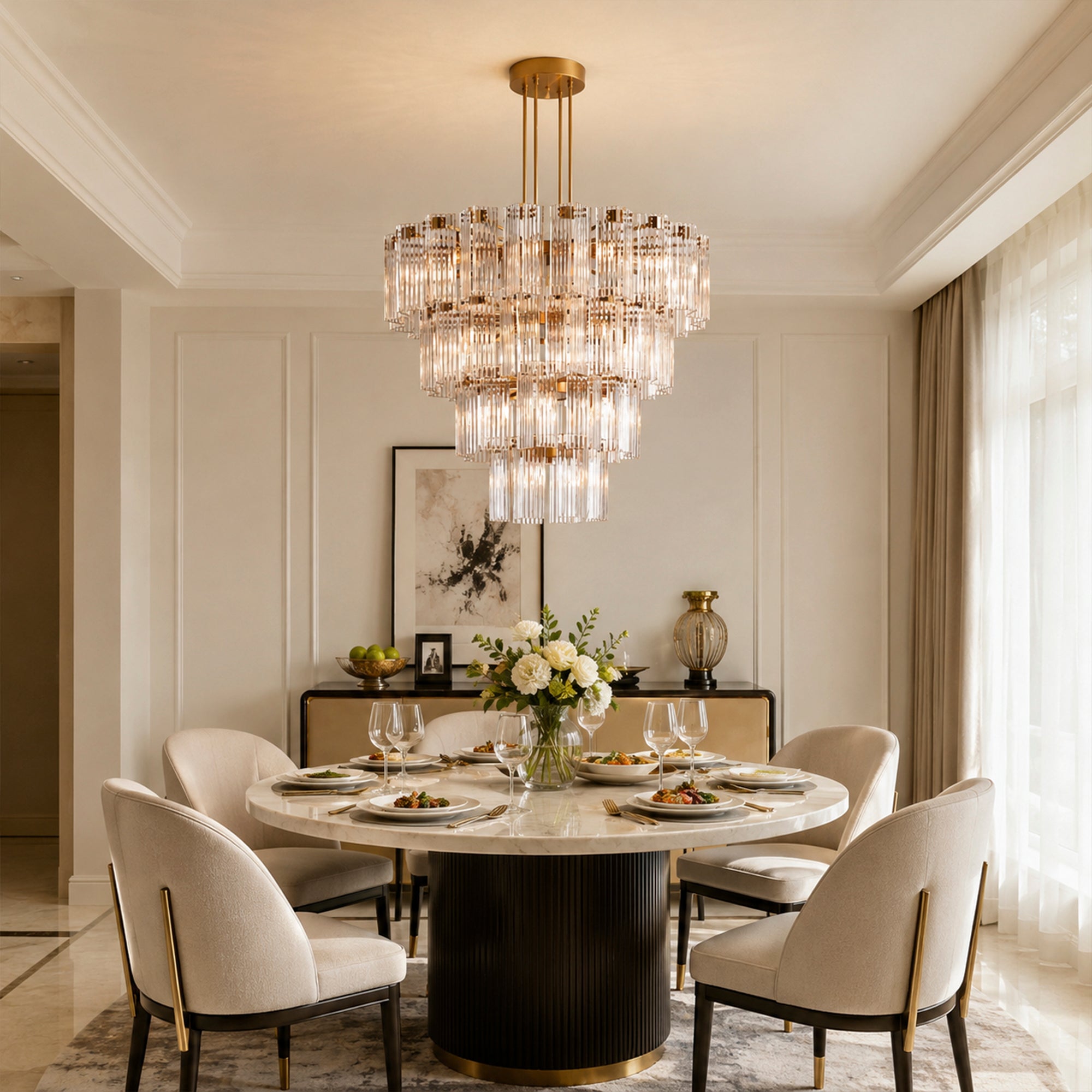 Delsie Round Chandelier 38" 48" 60"