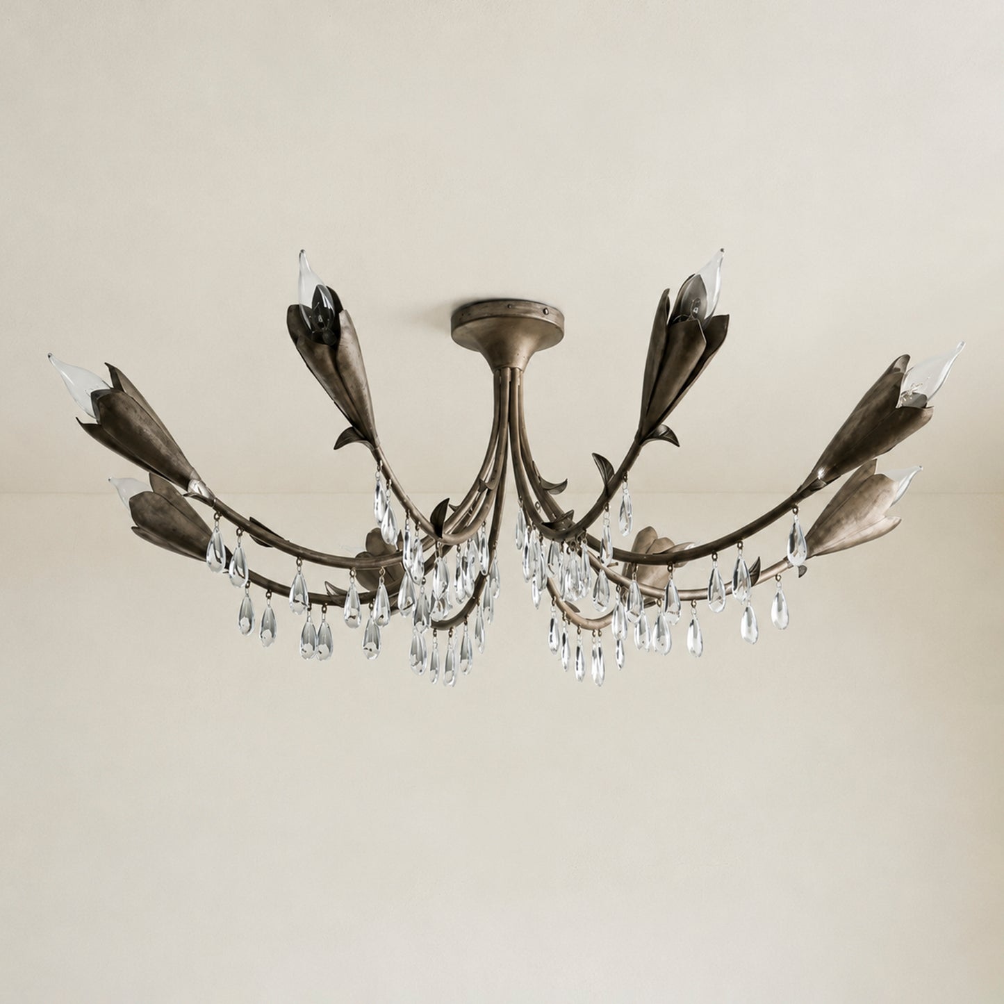 Viticcio Leaf Flushmount 8-Light - Silver