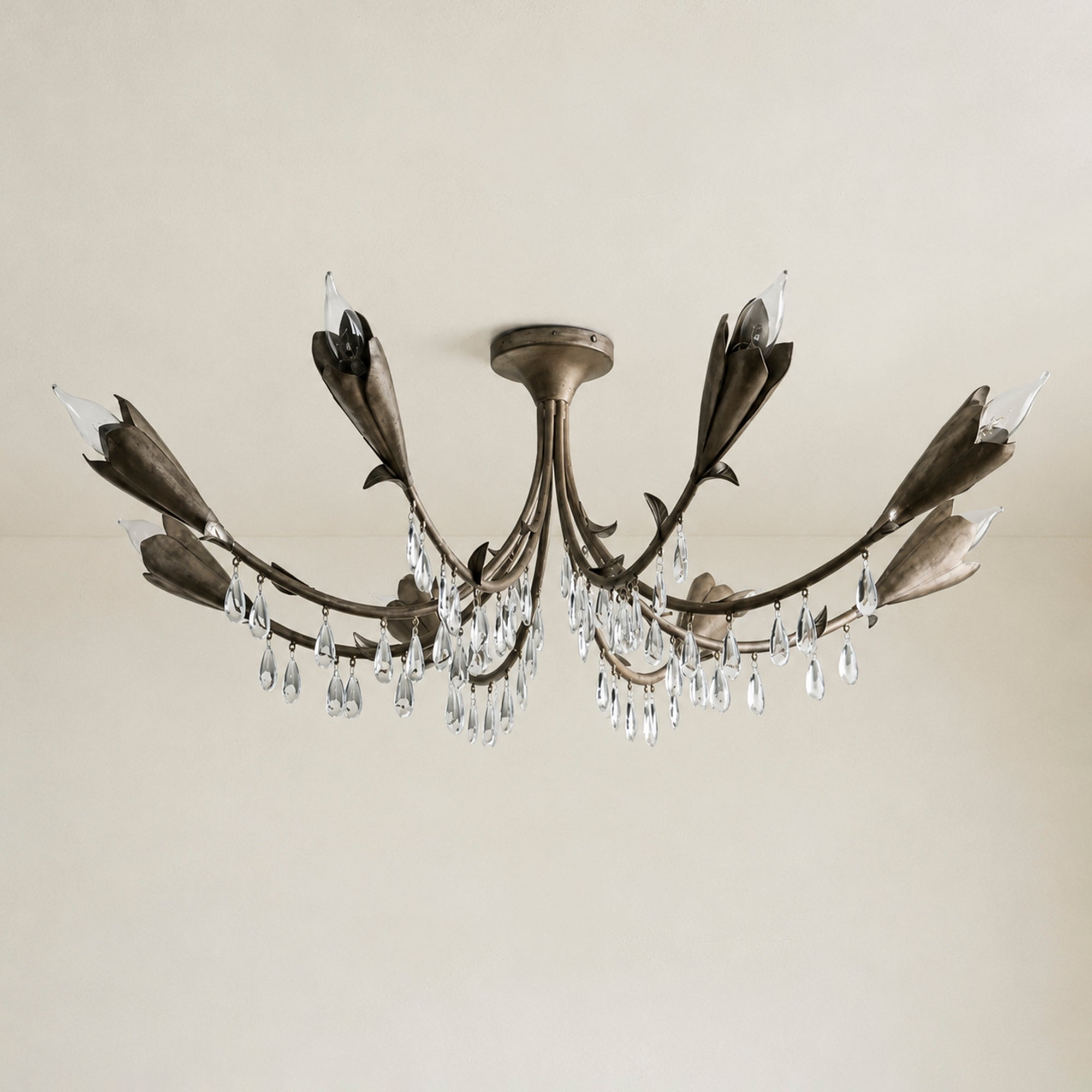 Viticcio Leaf Flushmount 8-Light - Silver