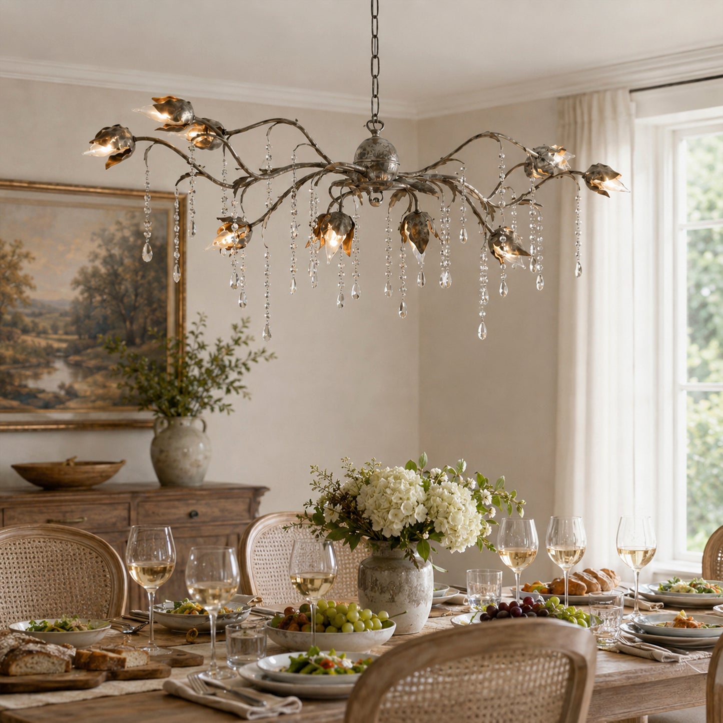 Viticcio Rectangular Chandelier 52 " 61" 71"- Silver