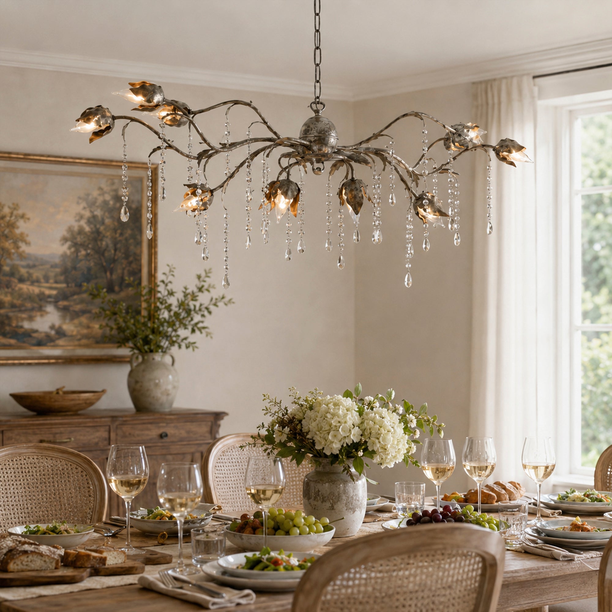 Viticcio Rectangular Chandelier 52 " 61" 71"- Silver