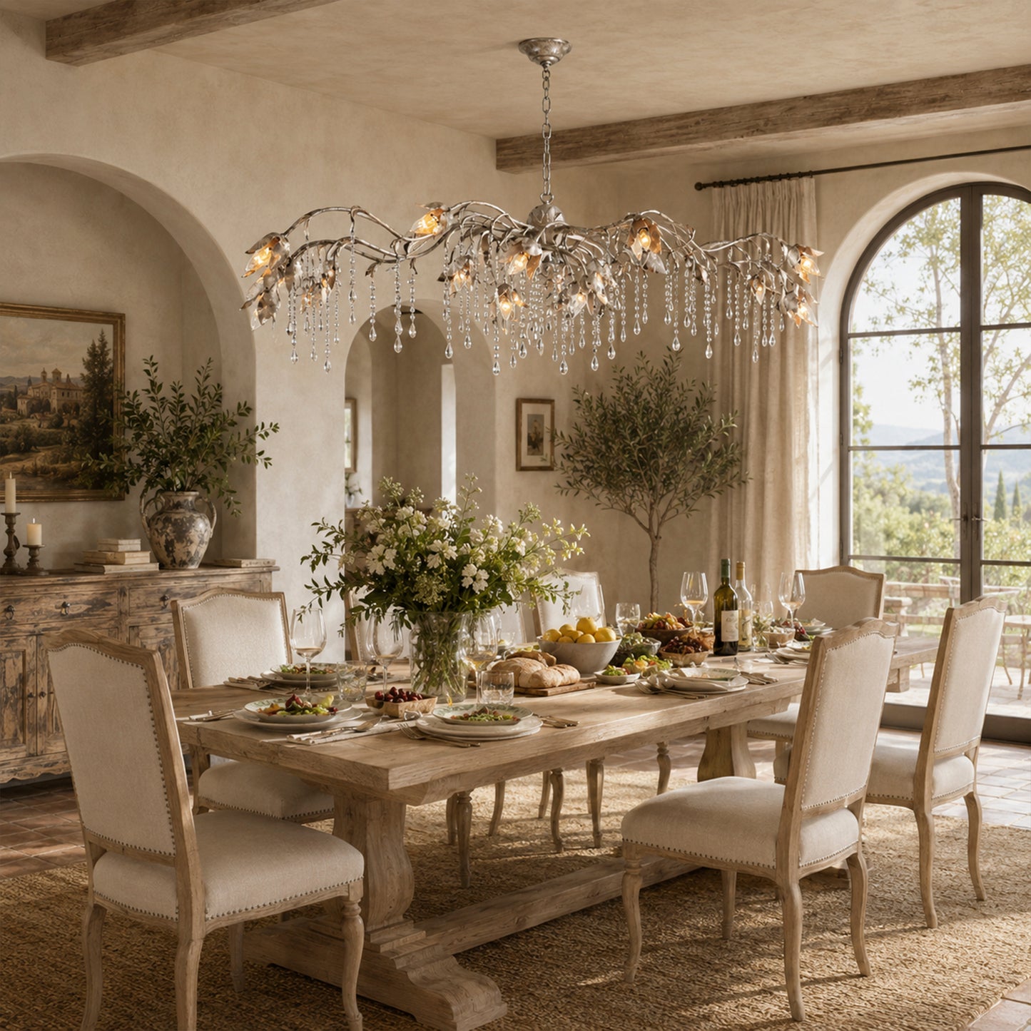 Viticcio Rectangular Chandelier 52 " 61" 71"- Silver