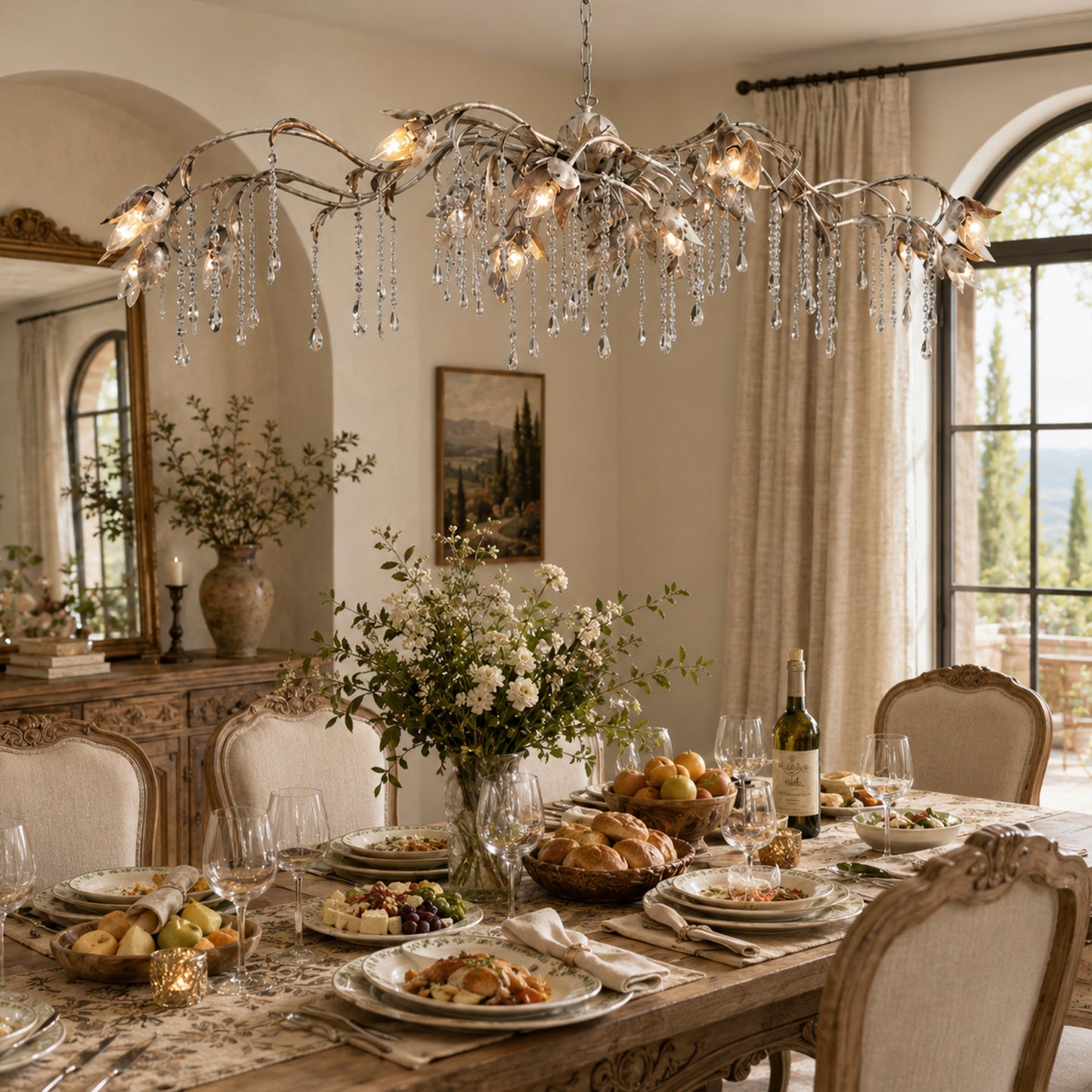 Viticcio Rectangular Chandelier 52 " 61" 71"- Silver