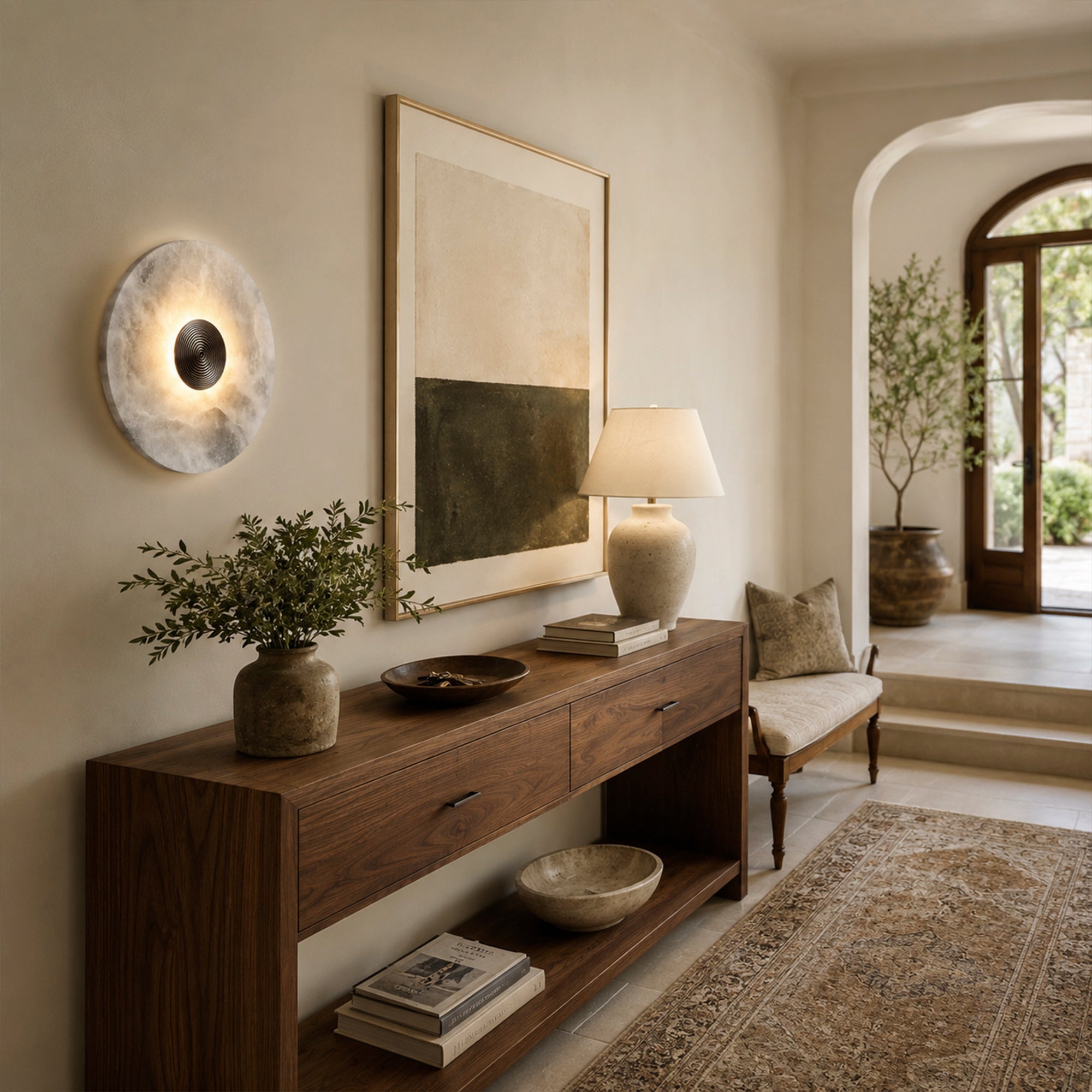 Median Alabaster Sconce Alabaster Flushmount: 1 Surface