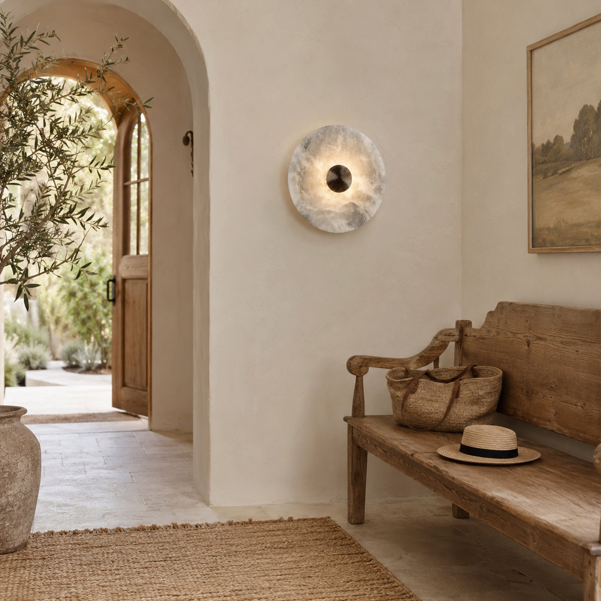 Median Alabaster Sconce Alabaster Flushmount: 1 Surface
