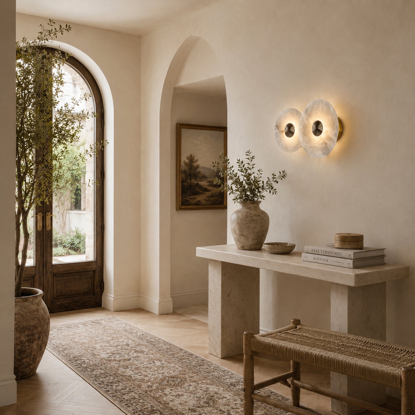 Median Alabaster Sconce Alabaster Flushmount: 2 Surface