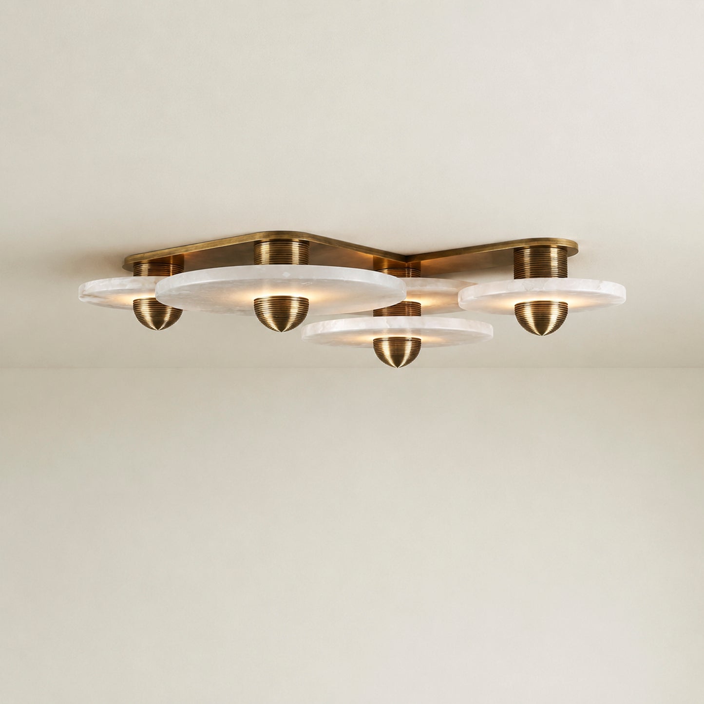 Median Alabaster Sconce Alabaster Flushmount:  4 Surface