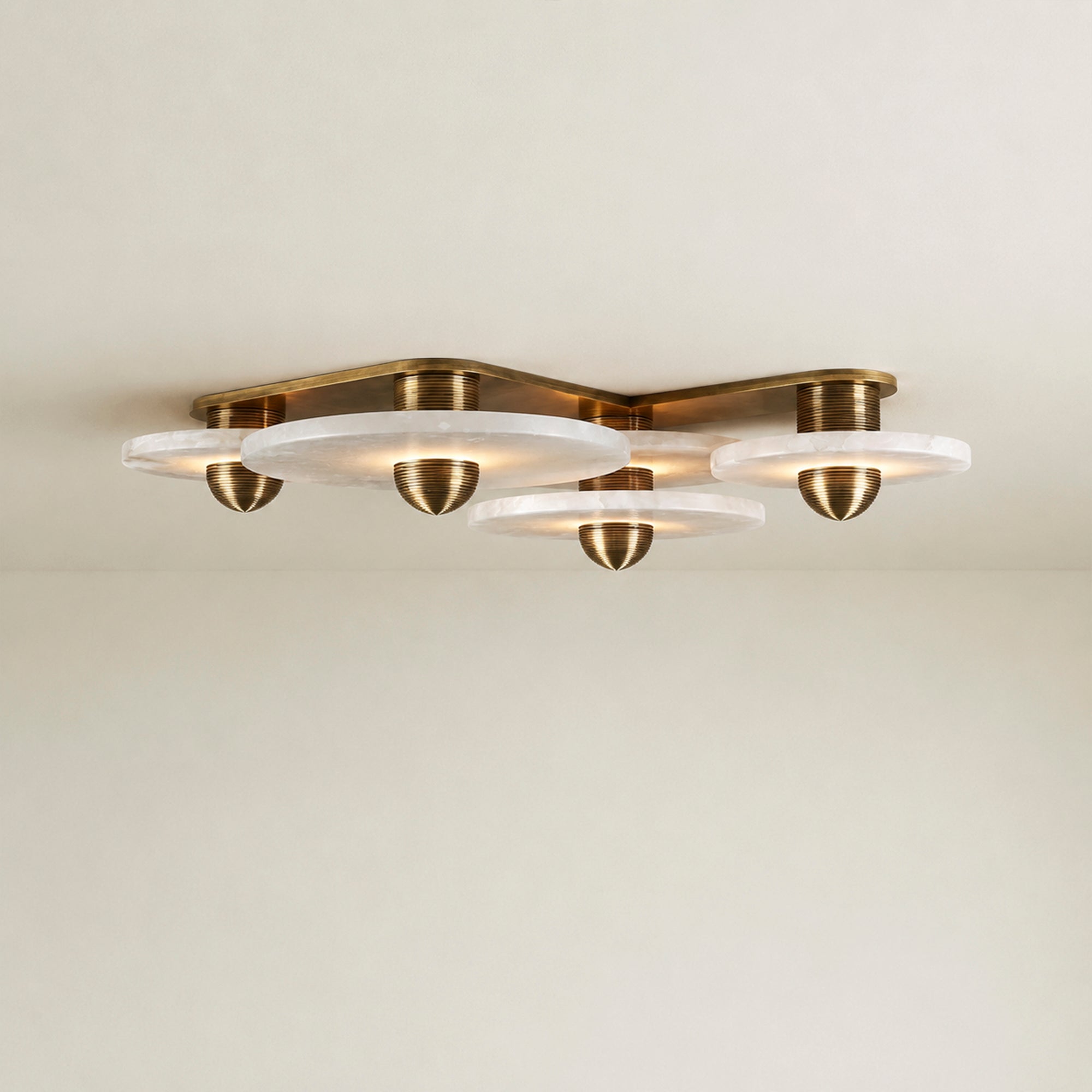 Median Alabaster Sconce Alabaster Flushmount:  4 Surface