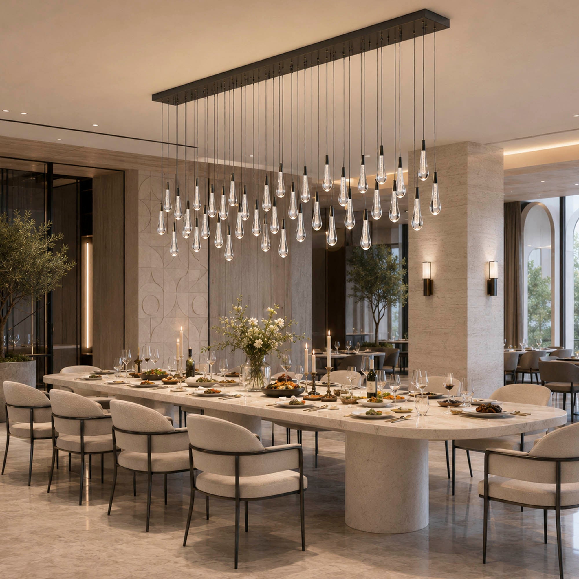 Soltaire Glass Linear Chandelier