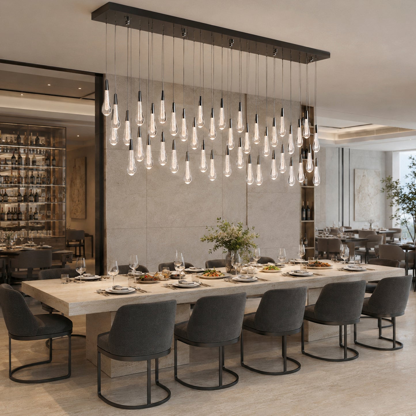 Soltaire Glass Linear Chandelier