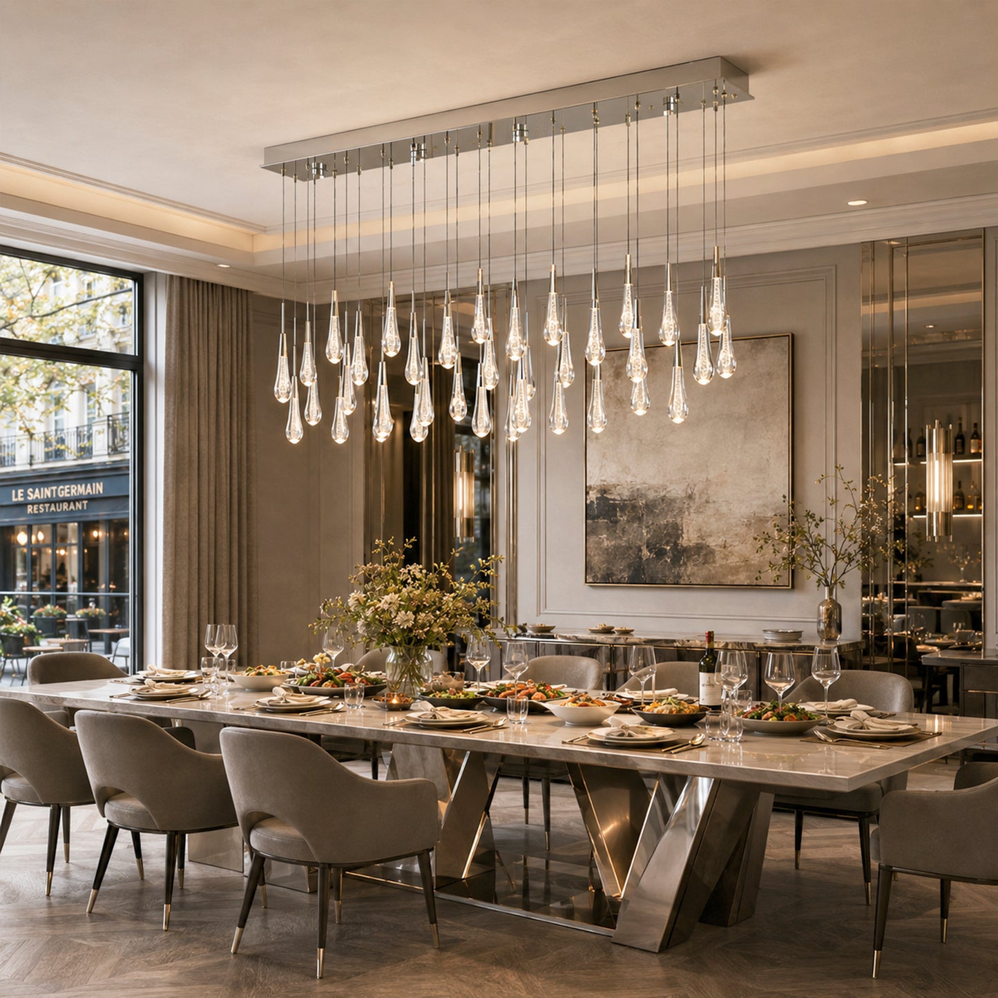Soltaire Glass Linear Chandelier