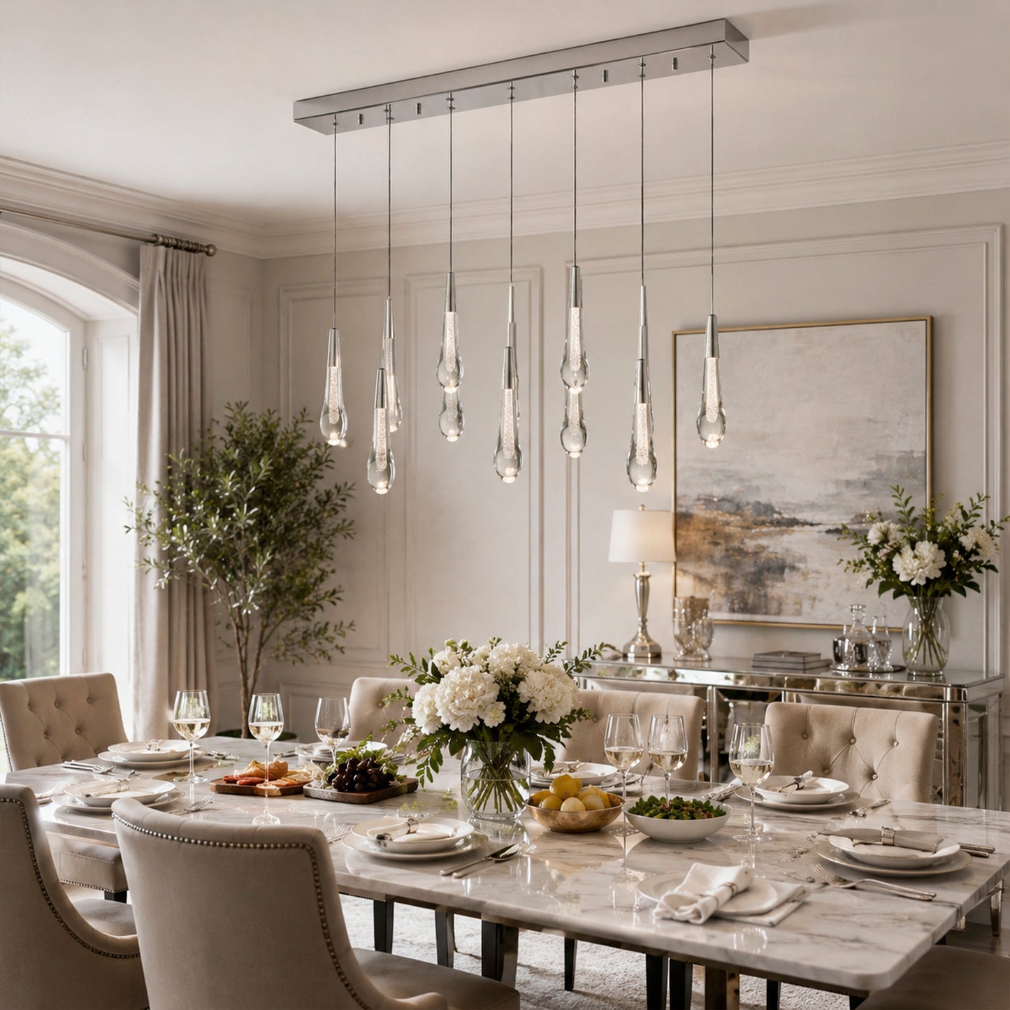 Soltaire Glass Linear Chandelier