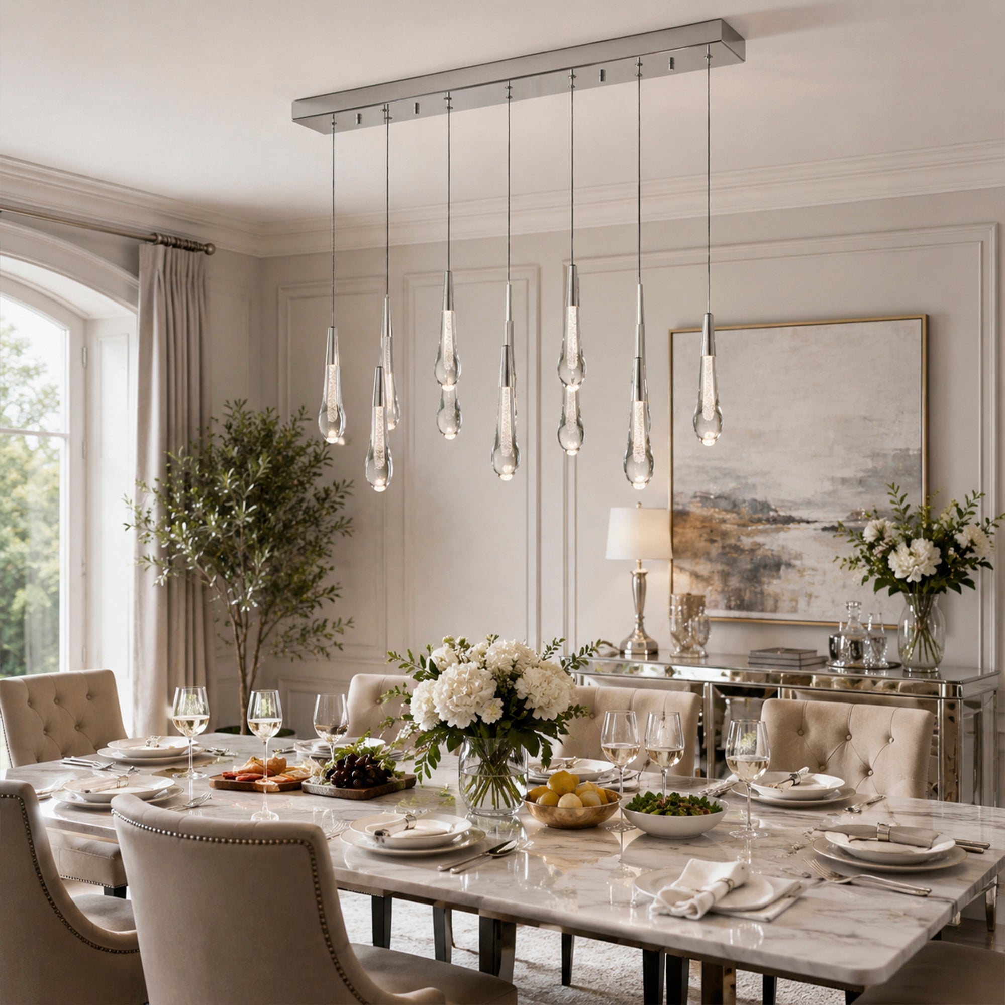 Soltaire Glass Linear Chandelier