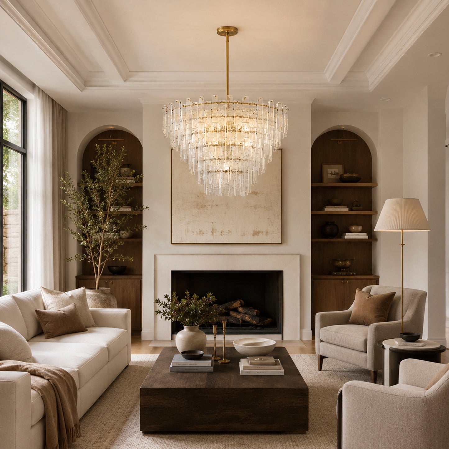 Avalon Cast Glass Round Tiered Chandelier 33"
