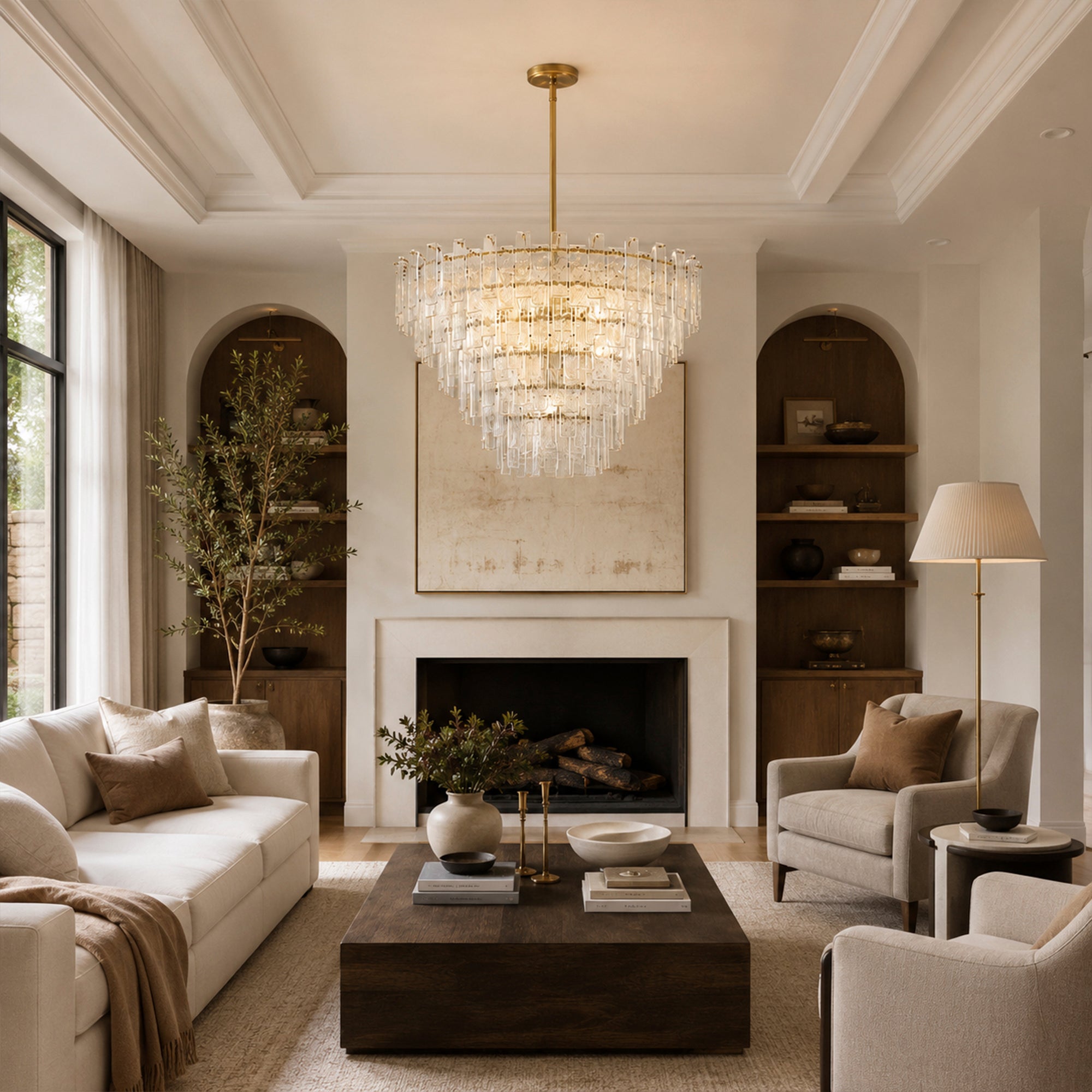 Avalon Cast Glass Round Tiered Chandelier 33"