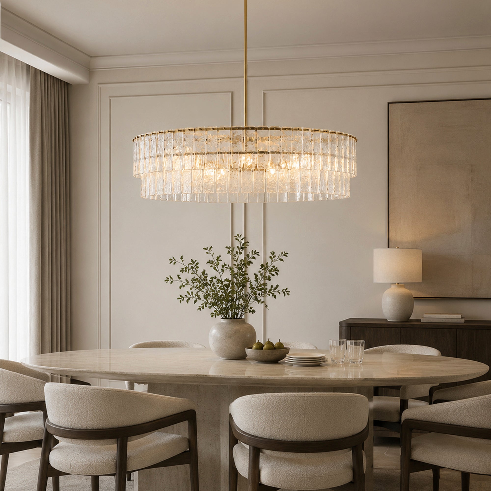 Avalon Cast Glass Round Chandelier 42"