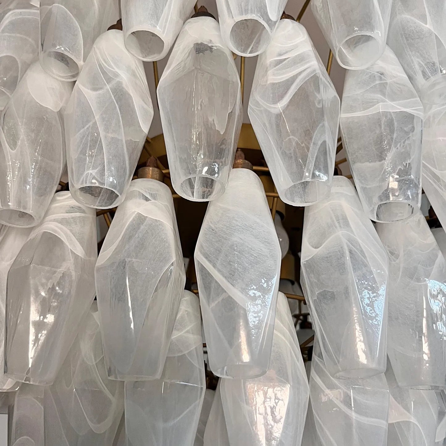 Verona White Alabaster Glass Round Chandelier 26" – 111 glass