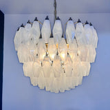 Verona White Alabaster Glass Round Chandelier 26" – 111 glass