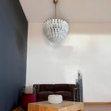 Verona White Alabaster Glass Round Chandelier 26" – 111 glass