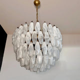 Verona White Alabaster Glass Round Chandelier 26" – 111 glass