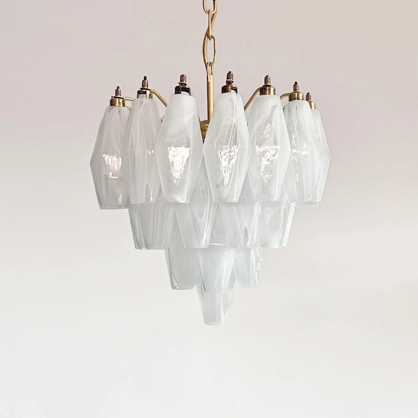 Verona White Alabaster Glass Round Chandelier 14" – 32 glass