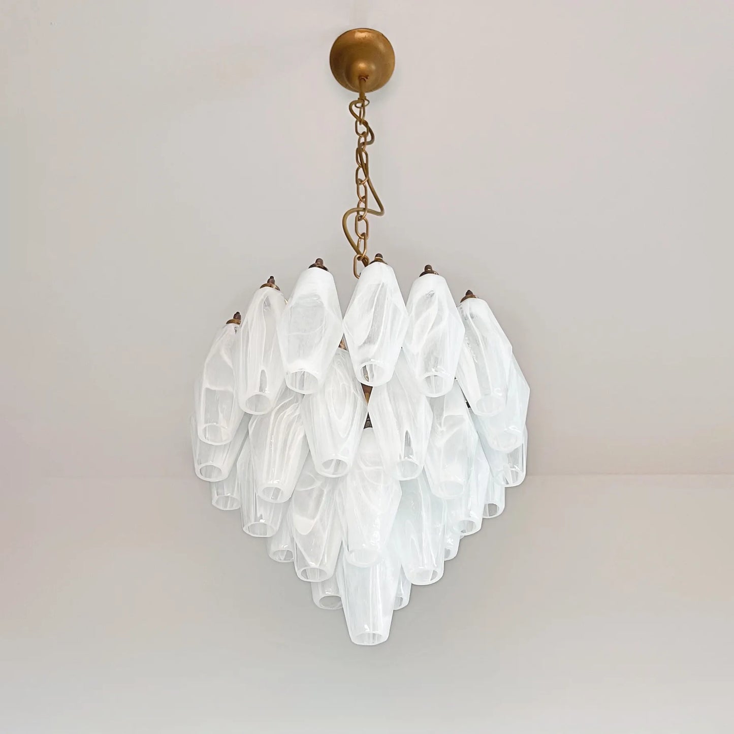 Verona White Alabaster Glass Round Chandelier 14" – 32 glass
