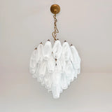 Verona White Alabaster Glass Round Chandelier 14" – 32 glass