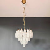 Verona White Alabaster Glass Round Chandelier 14" – 32 glass