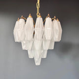 Verona White Alabaster Glass Round Chandelier 14" – 32 glass