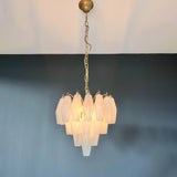 Verona White Alabaster Glass Round Chandelier 14" – 32 glass