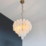 Verona White Alabaster Glass Round Chandelier 14" – 32 glass