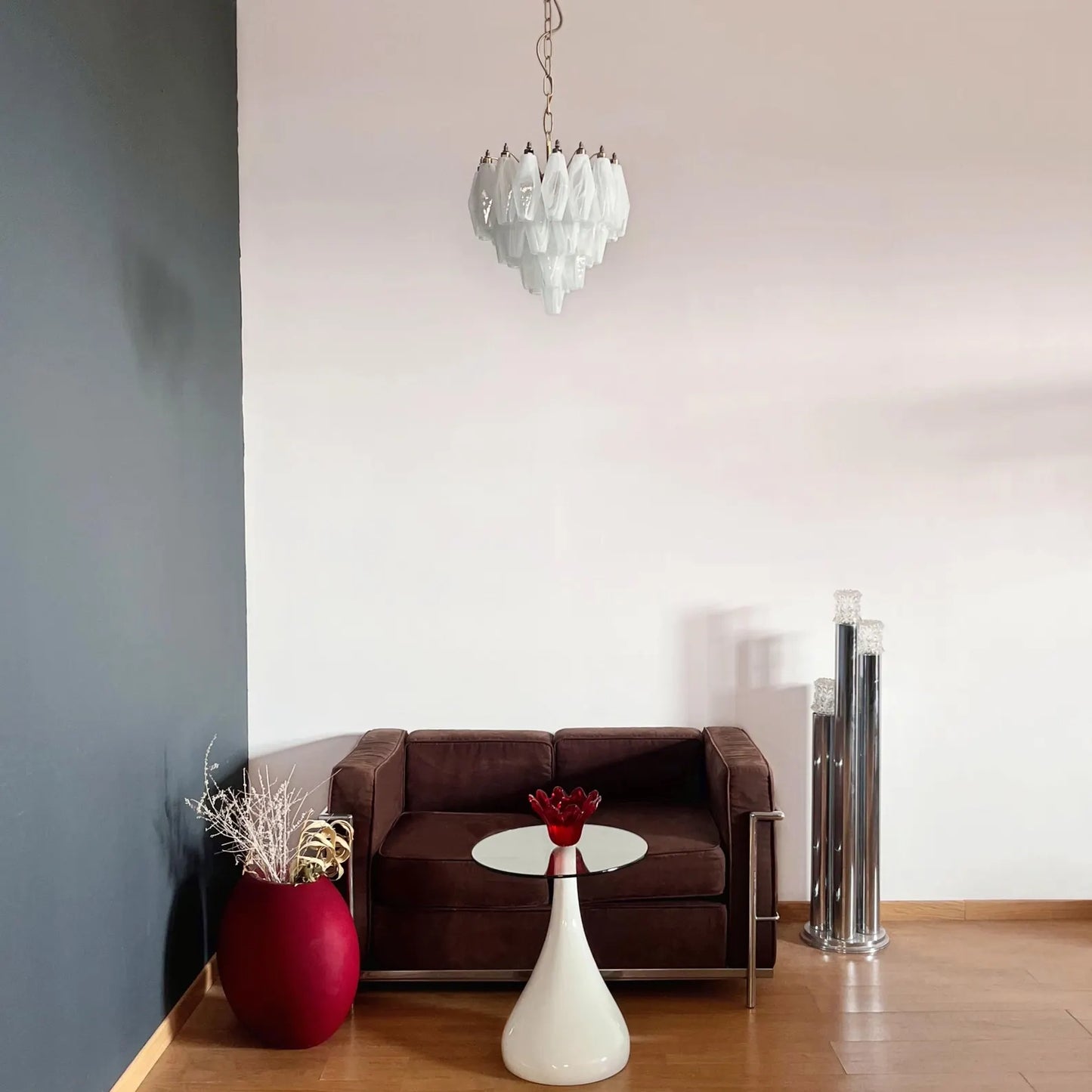 Verona White Alabaster Glass Round Chandelier 14" – 32 glass