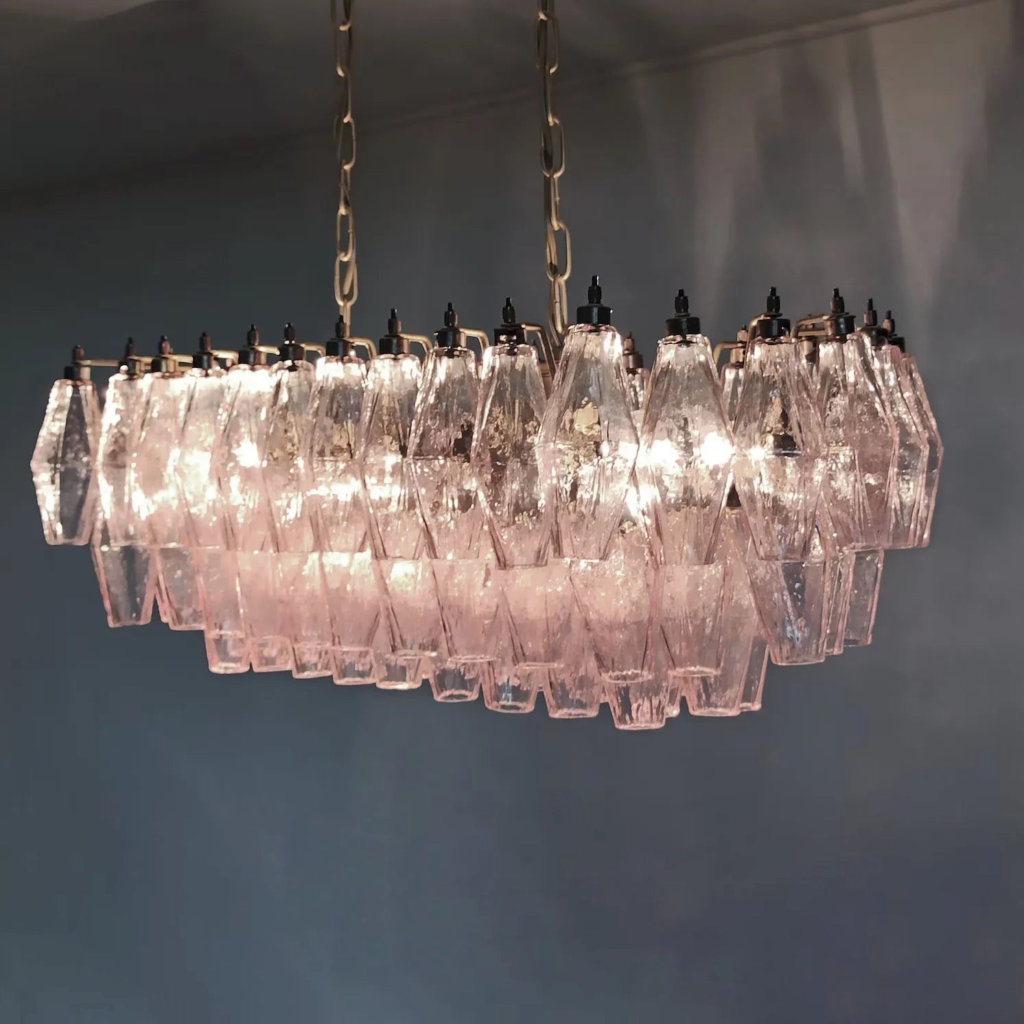 Verona Rectangular Chandelier 30" - 84 Glasses – Pink