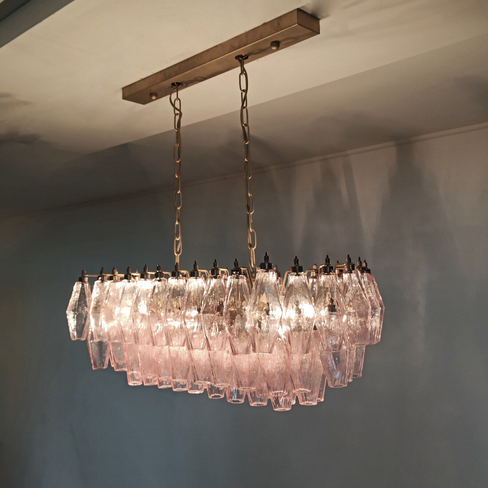 Verona Rectangular Chandelier 30" - 84 Glasses – Pink
